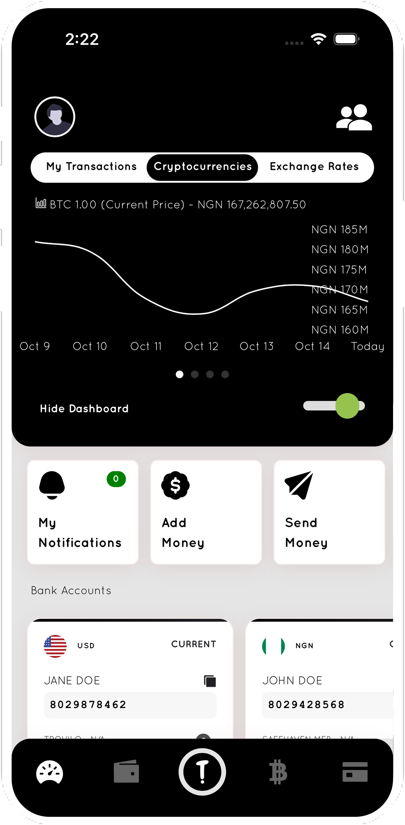 Multi-currency global accounts feature - phone frame