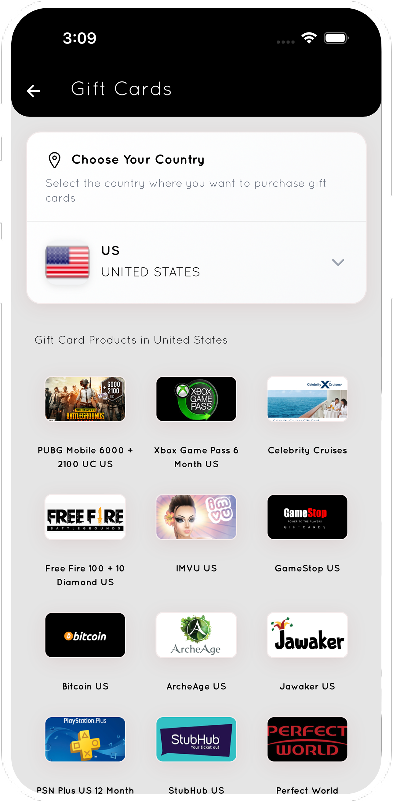 Buy international digital gift cards - phone frame